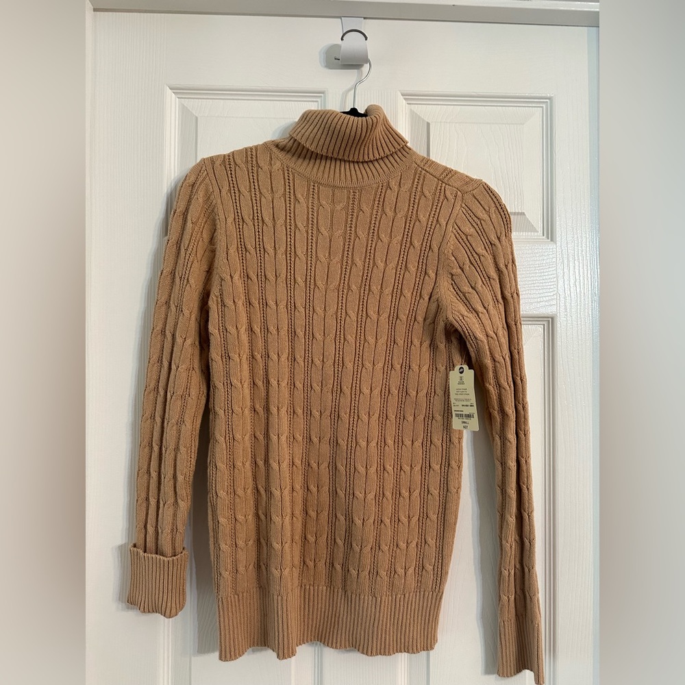 Womens St.Johns Bay Classic Cable Sweater Brown Small